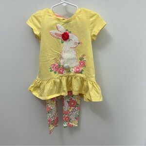 Tommy Bahama Yellow and Pink Bunny Girls Matching Set - 4
